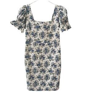Tuckernuck Cream Mini Dress with Blue Floral Pattern
